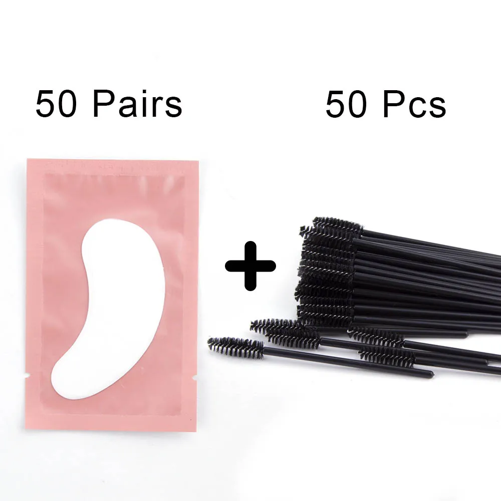 pink set2 100 шт накладки для глаз бумажные нашивки наклейки "ресницы" обертывание и 50 шт одноразовая щетка для ресниц для 150 шт ресницы удлинитель Макияж инструмент - Цвет: pink set2