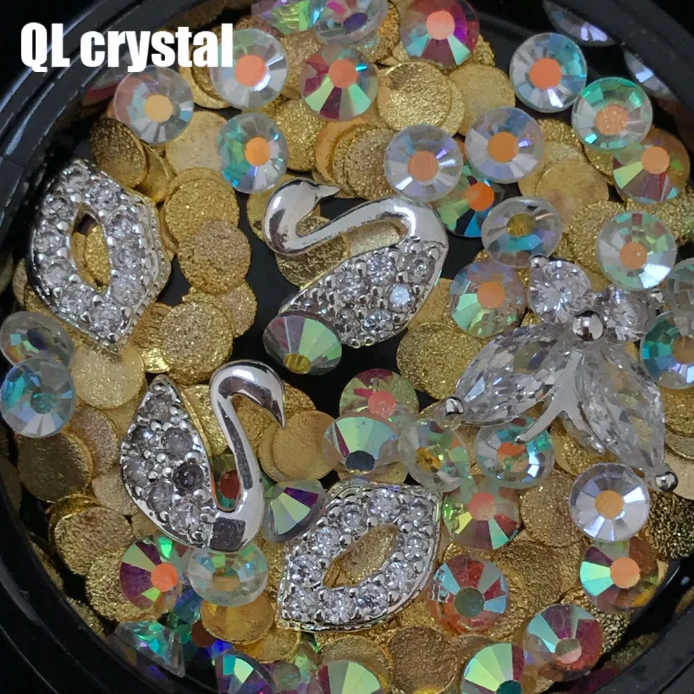 QL Кристалл 1 коробка Стразы для сексуальных модных ногтей 3D хрустальные камни