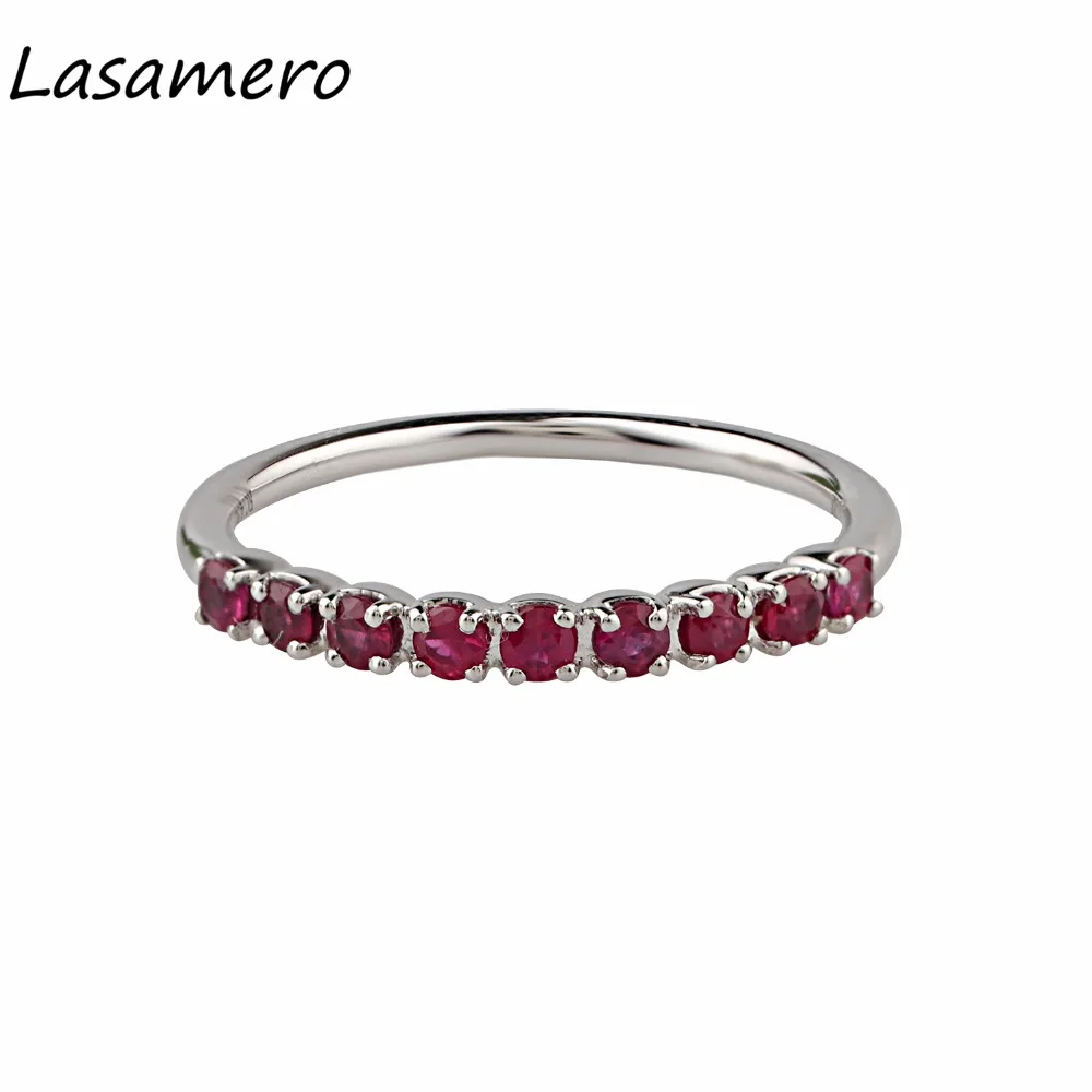 LASAMERO круглая форма 0.5CTW натуральный рубин драгоценный камень 18k Белое Золото