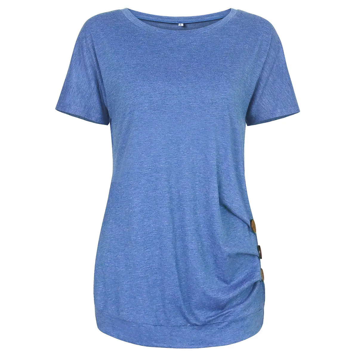 

New Women's Wear Summer T-shirts Button Female Short Sleeve T-shirt Fashion Tops Casual Tshirt Top Stretch Tees T Shirt Shirts