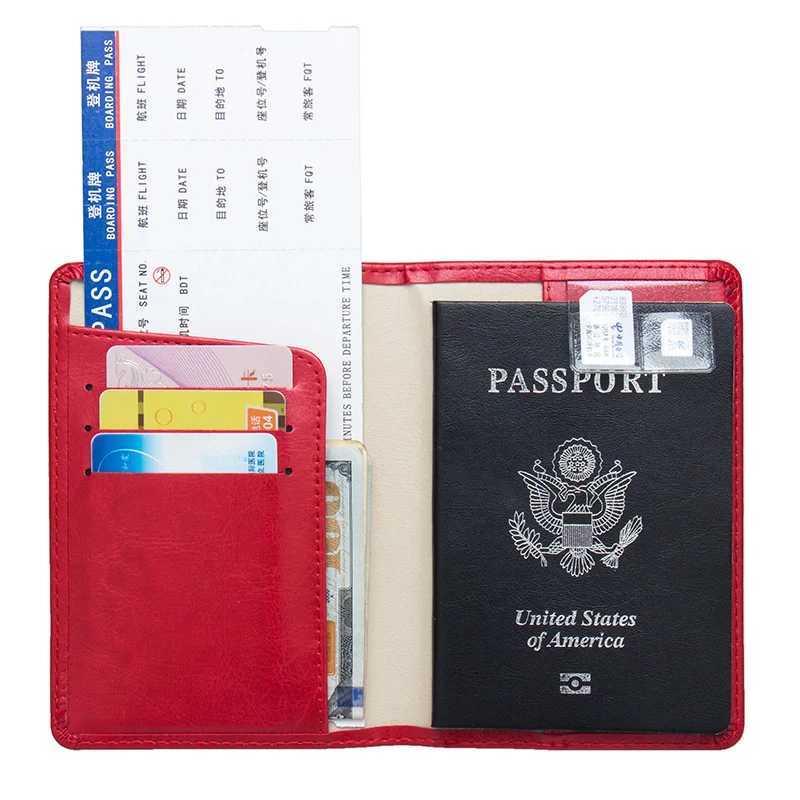 USA double-headed eagle red fashion International standard size passport cover waterproof solid pu leather holder | Багаж и сумки