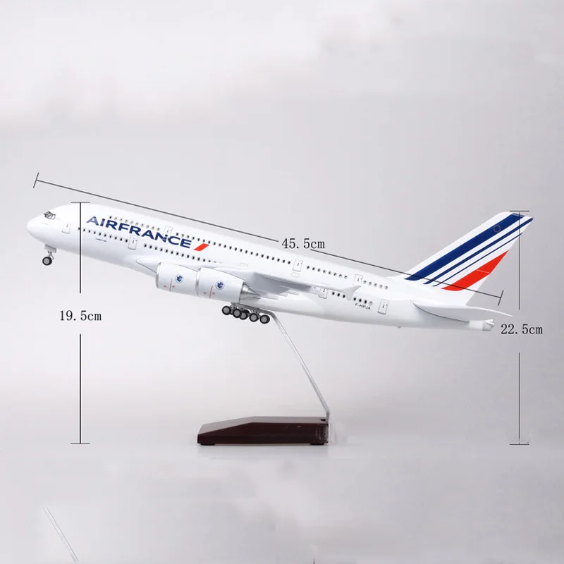 1/160 масштабная модель полученная литьем под давлением самолет Airbus A380 Air Франция авиакомпания Модель W светодиодный свет и колесо высокого качества Смола Коллекция самолетиков