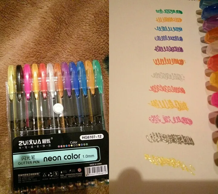 Набор гелевых ручек ZUIXUAN 12, цветные гелевые ручки, блестящие металлические ручки, хороший подарок для рисования цвета, детей, набросков, живописи, рисования