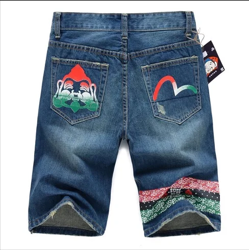Аутентичные Evisu Новые Полки высокое качество мужские повседневные джинсовые шорты дышащая стирка по колено Модные мужские прямые брюки - Цвет: 8330