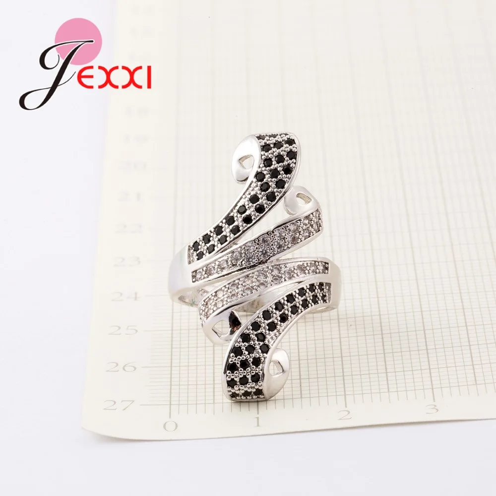 

Unique Irregular Two Color Shinning Rhinestone Geniune 925 Sterling Silver Rings Great Elegant Party Jewelry Accessory