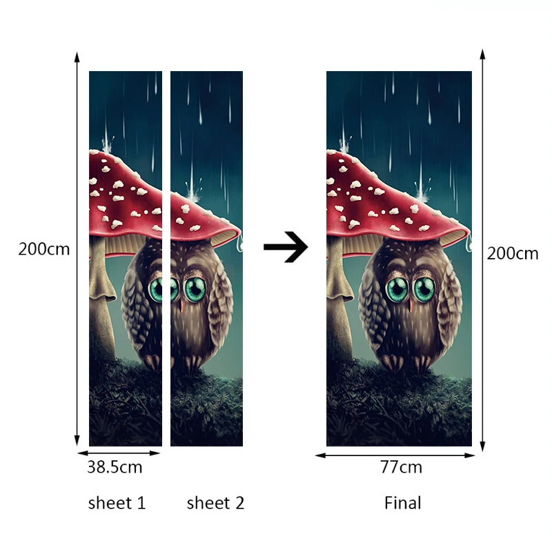 Новинка креативные милые наклейки совы звездное небо Сова дверь постер из ПВХ