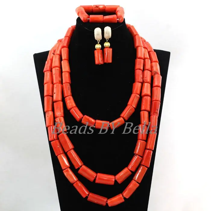 Набор украшений для женщин из африканских коралловых бусин набор оранжевое и