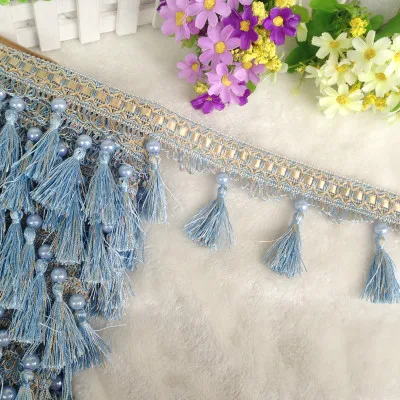 12 ярдов/партия кружевная бахрома с жемчугом | Дом и сад