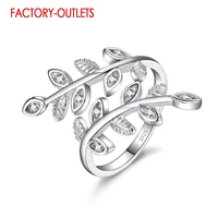 925 sterling silver resizable ring cute leaves design fashion jewelry bridal set women girls party anniversary wholesale