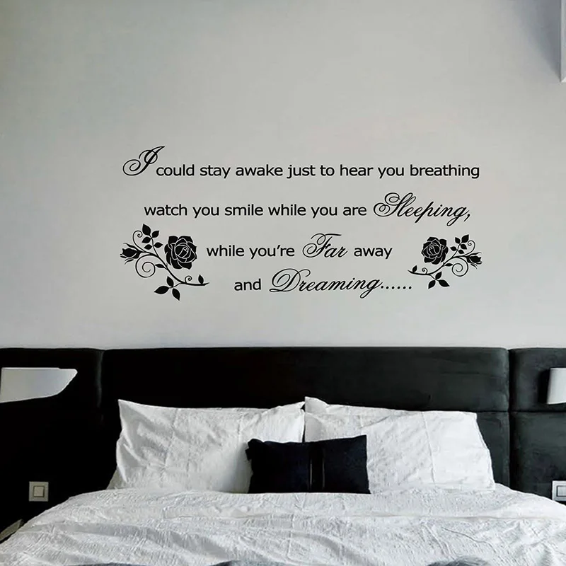 Романтичные наклейки на стену Спальня декор Aerosmith текст дышит роза wall Art