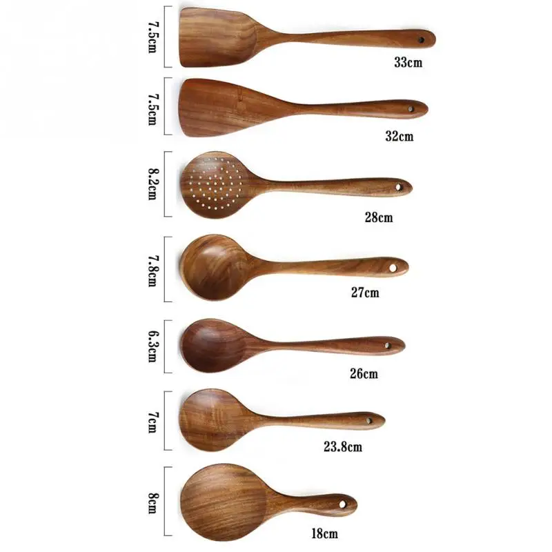 kitchen home Retro Spatula Cooking Utensils Home Lightweight Spoon Kitchen Wooden Durable with Hanging hole | Дом и сад