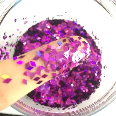 laser purple Eo-Friendly PET Ультра Тонкие Алмазные блестки 2*3 мм блестки для ногтей блестки лазерные серебряные блестки цветок для ногтей маникюрный материал 8 г - Цвет: laser purple