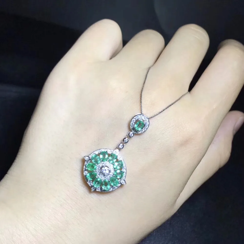 Uloveido натуральный Изумрудное ожерелье с подвеской для Для женщин, 925 пробы серебро, 3*4 мм* 11 шт. камень для родившихся в мае Ювелирные изделия с драгоценными камнями FN157