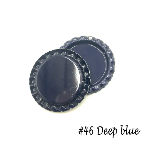 46-Deepblue 100 шт./лот высокое качество обе стороны цветные Приплюснутые крышки для бутылок с отверстием плоские крышки для бутылок Diy ремесла и ювелирные аксессуары - Цвет: 46-Deepblue