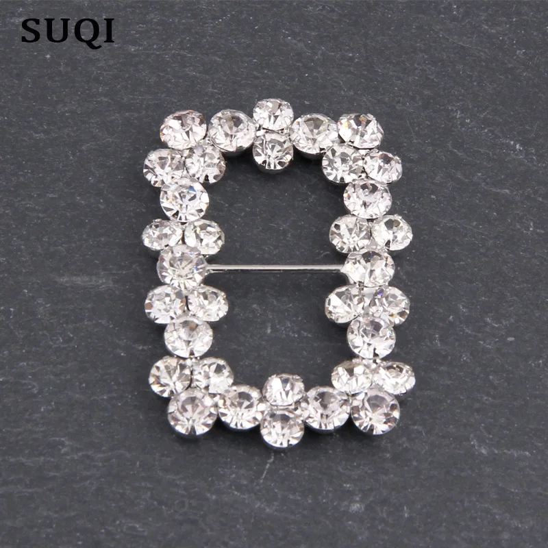 Hot Offer 40mm (Inner Bar 20mm)Gun black Round Crystal Rhinestone Buckle Invitation Ribbon Slider For Wedding Silver Accessorie | Украшения