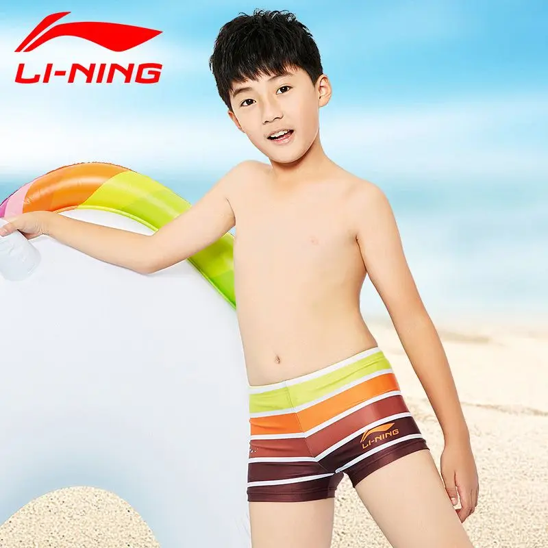 LI-NING, Новые Профессиональные плавки для мальчиков детский купальный костюм спортивные шорты-боксеры быстросохнущие мужские шорты для серфинга - Цвет: coffee