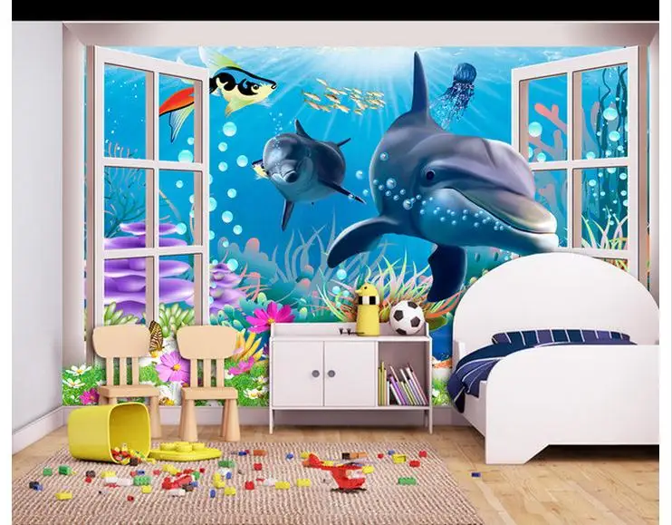 3D-обои на заказ с рисунком красоты 3 d подводный мир аквариум мультяшный фон для