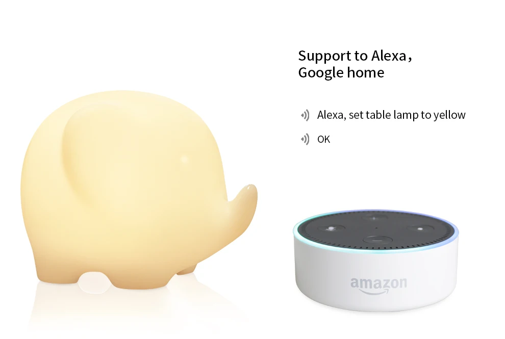 В форме слона Wi-Fi умный стол лампы Совместимость с Alexa голос Управление прикосновения руки светодиодный окружающей среды ночник Управление светодиодный APP