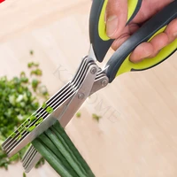 5 blades multifunctional stainless steel kitchen scissor cut chopped green onion scissors snip chop cut herbs