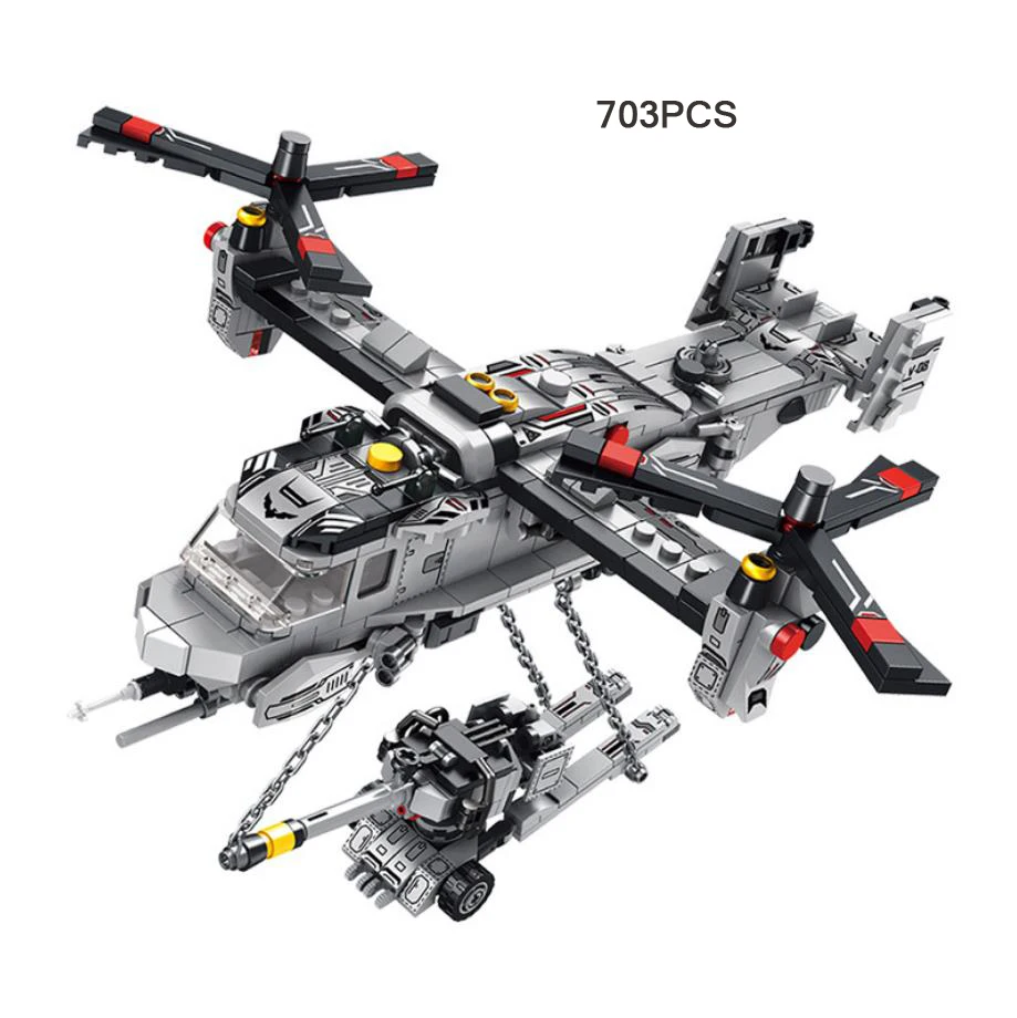 

modern military USA 8in1 MV-22 Osprey Transport Aircraft batisbricks building block ww2 artillery tank helicopter diy brick toys