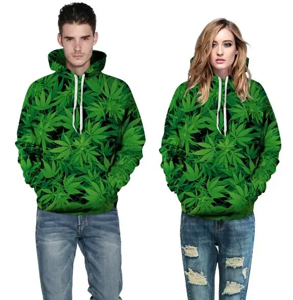 2018 fashion new mens women 3D printed leaf cannabis green hemp SWEATSHIRTS JUMPER Hip hop outwear cotton emoji hoodied clothing | Мужская
