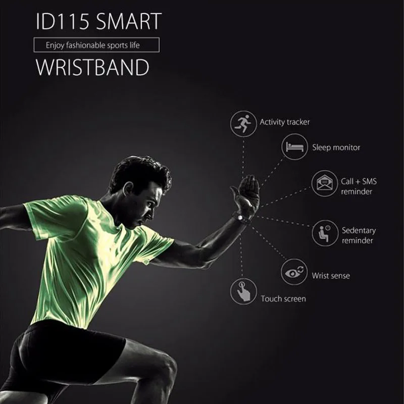 ID115 Fitness Bracelet Tracker Pedometer Smart Band Activity Sleep Monitor For IOS Android | Электроника