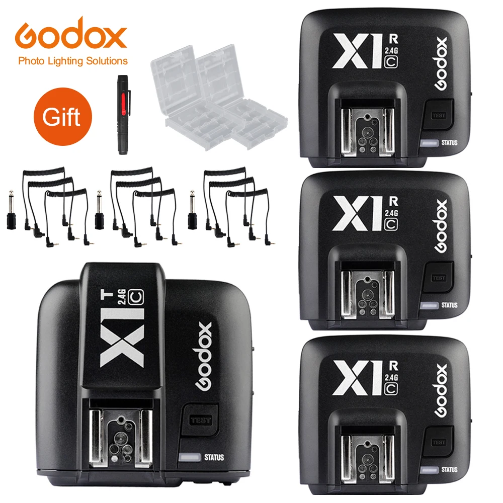 Беспроводной триггер вспышки Godox X1C для Speedlite с 3 шт. ресиверов Canon + подарок|Пульты