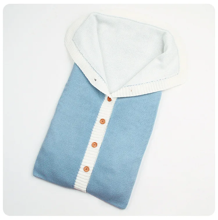 82W411 Blue Спальный мешок, детский конверт для зимы, Slaapzak, детский спальный мешок, муфта для коляски, вязаный спальный мешок для новорожденных, пеленка, Вязаная Шерсть - Цвет: 82W411 Blue