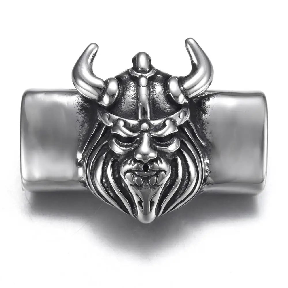 Viking men Ползунок из нержавеющей стали, бусины прямоугольной формы, узорчатые, скользящие подвески, подходят 12*6 мм, плоский кожаный DIY мужской браслет, ювелирные изделия, принадлежности для изготовления - Цвет: Viking men