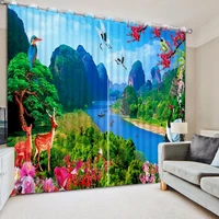 3d curtain photo customize size mountain river deer scenery bed room living room office hotel cortinas curtain decoration