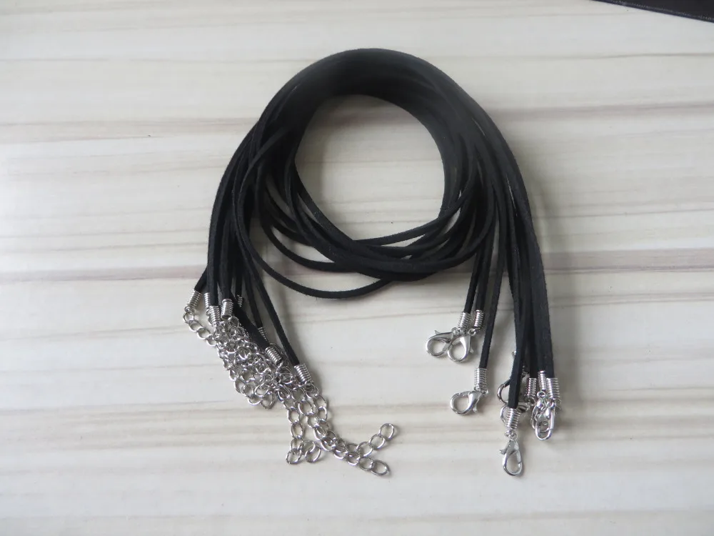 100 шт./лот черные замшевые бархатные Кожаные Цепочки ручной работы с застежкой
