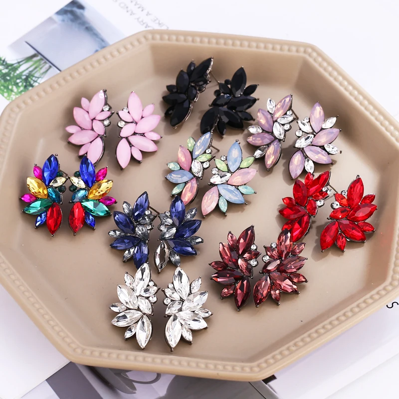 

HOCOLE Jewelry New Fashion Women Earrings Acrylic Crystal Statement Angel Wings Stud Earrings For Women Gift Brincos