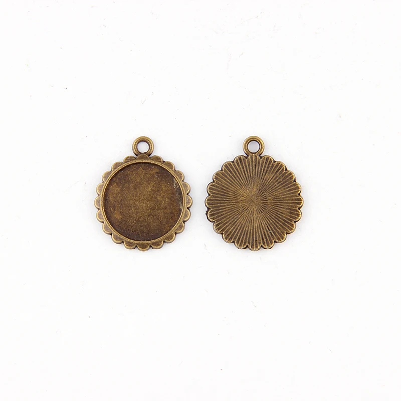 

Fit 16mm Round Antique Bronze Pendants Setting Cabochon Cameo Base Tray Bezel Blank DIY Jewelry Findings