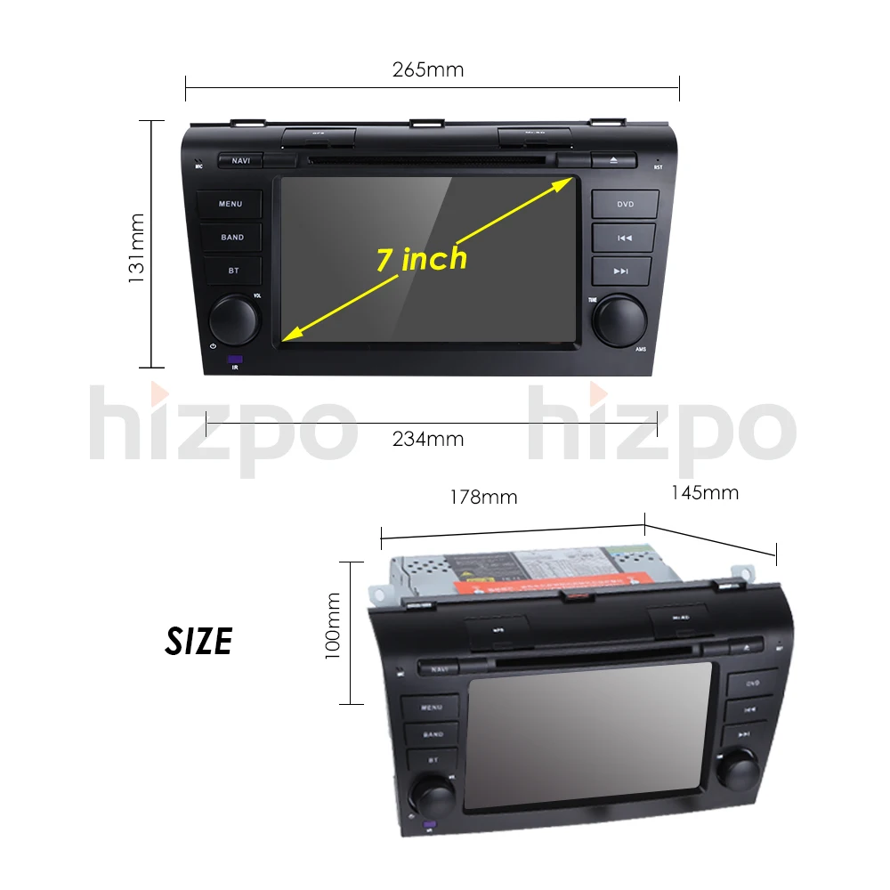 Hizpo 7 &quotчетырехъядерный Android 8 1 автомобильный DVD мультимедиа навигация GPS радио