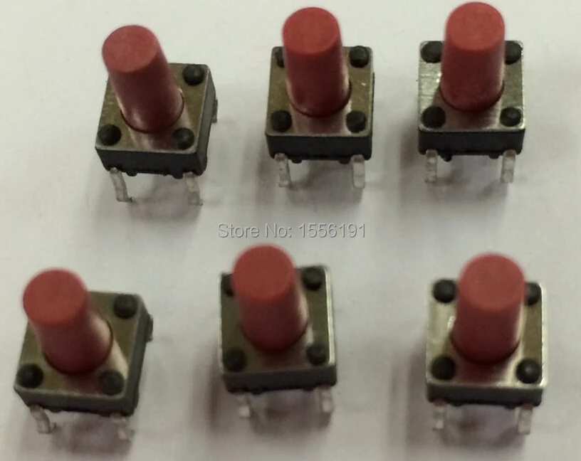 100pcs 6*6*9.5mm 4pin Tactile Push Button Switch Horizontal Direct plug-in button Red Key switch | Обустройство дома