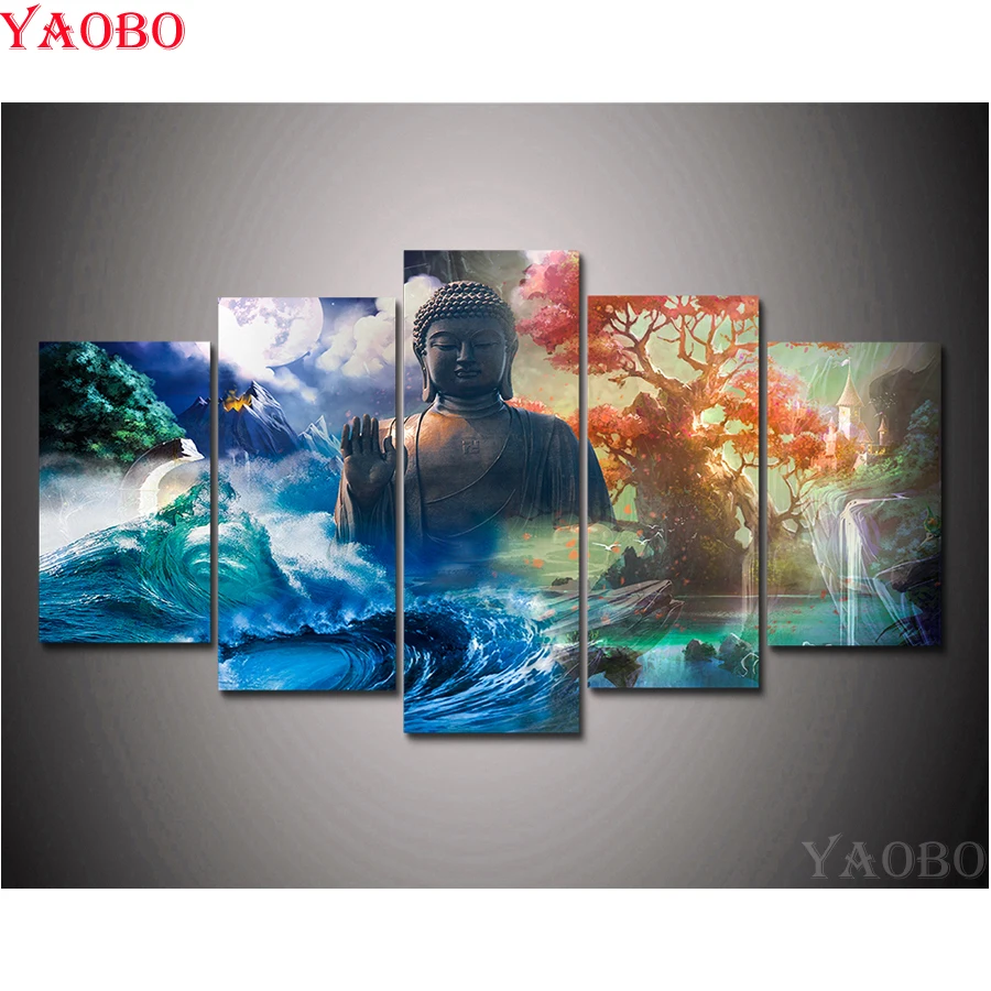 

Рукоделие 5D алмазная Картина Пейзаж будда картина мозаика домашний декор Алмазная вышивка полностью квадратная круглая дрель горный хруст...