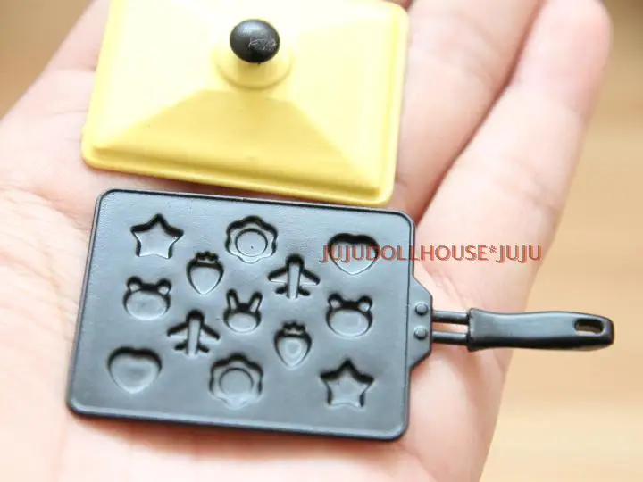 yellow lid Милые мини металлические формы для печенья 1:12 кукольный домик миниатюрная кухонная утварь аксессуары кукольный домик игрушки для кухни подарок - Цвет: yellow lid