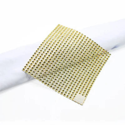 gold PF 10 шт. площадь кольца для салфеток для свадьбы фестиваль украшения Пластик стул пряжки Стол красочный орнамент с алмазной пряжкой - Цвет: gold