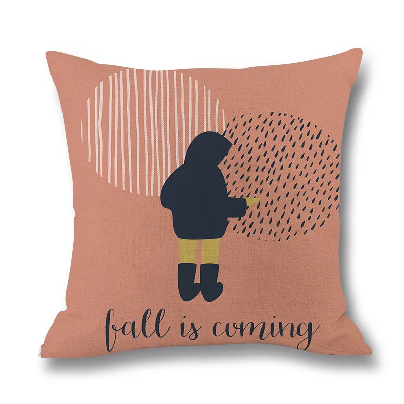 Винтажная льняная наволочка Gemoetric декоративная желтого темно-розового цвета для