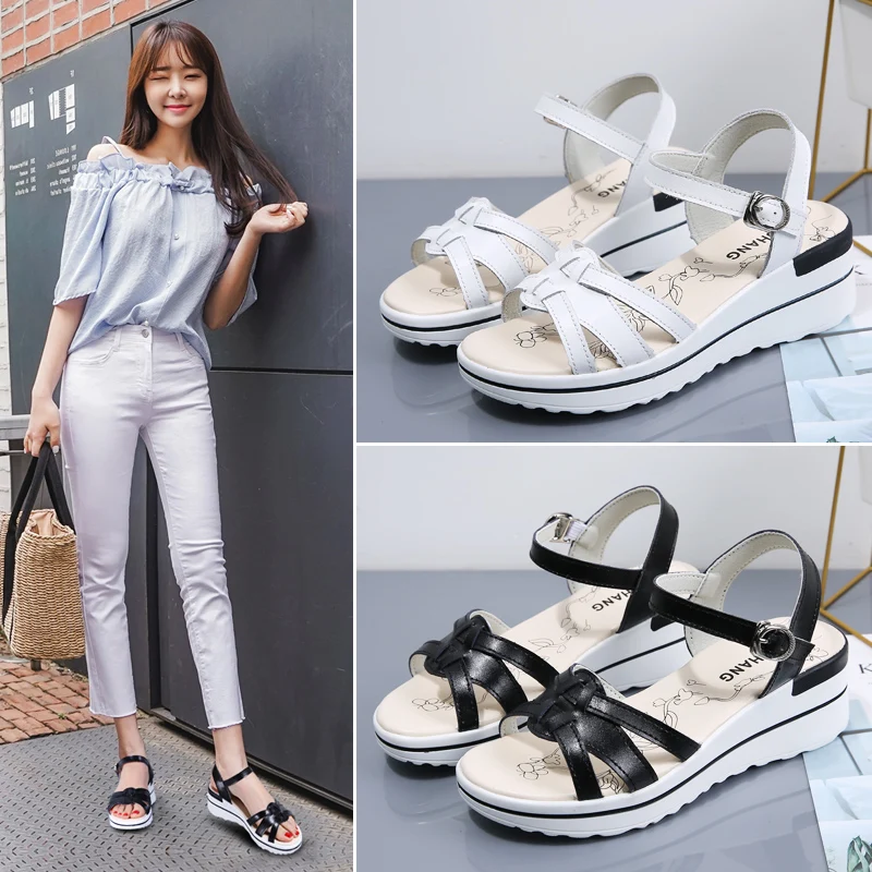 FOXONDO/новинка 2016 года модные летние женские босоножки белые сандалии на плоской