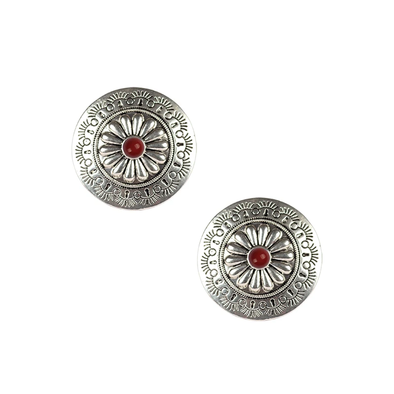 

3pcs/lot 37.5MM Retro Zinc Alloy Round Flowers Decorative Buttons Charms Pendants For DIY Jewelry Necklace Accessories