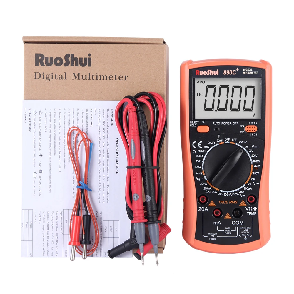 Цифровой мультиметр RuoShui VC890C измеритель емкости температуры