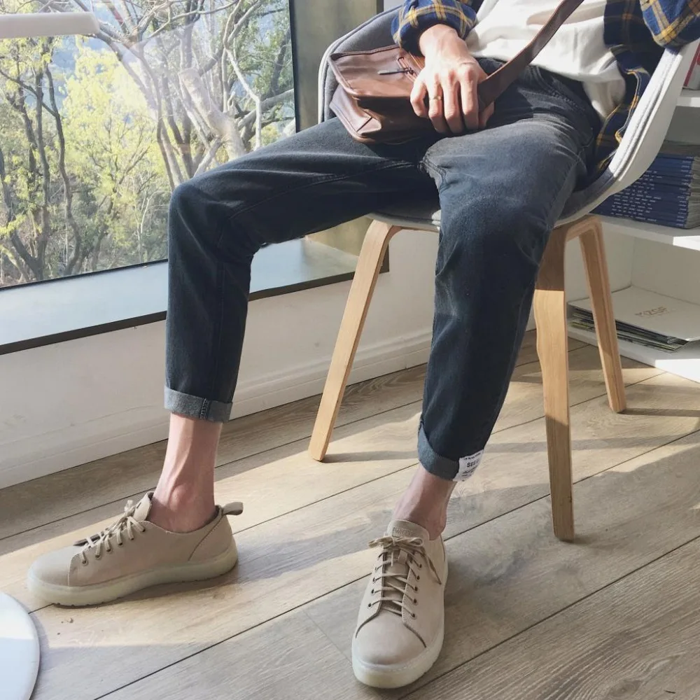 2017 осенние новые джинсы для подростков Модные голубые брюки повседневные