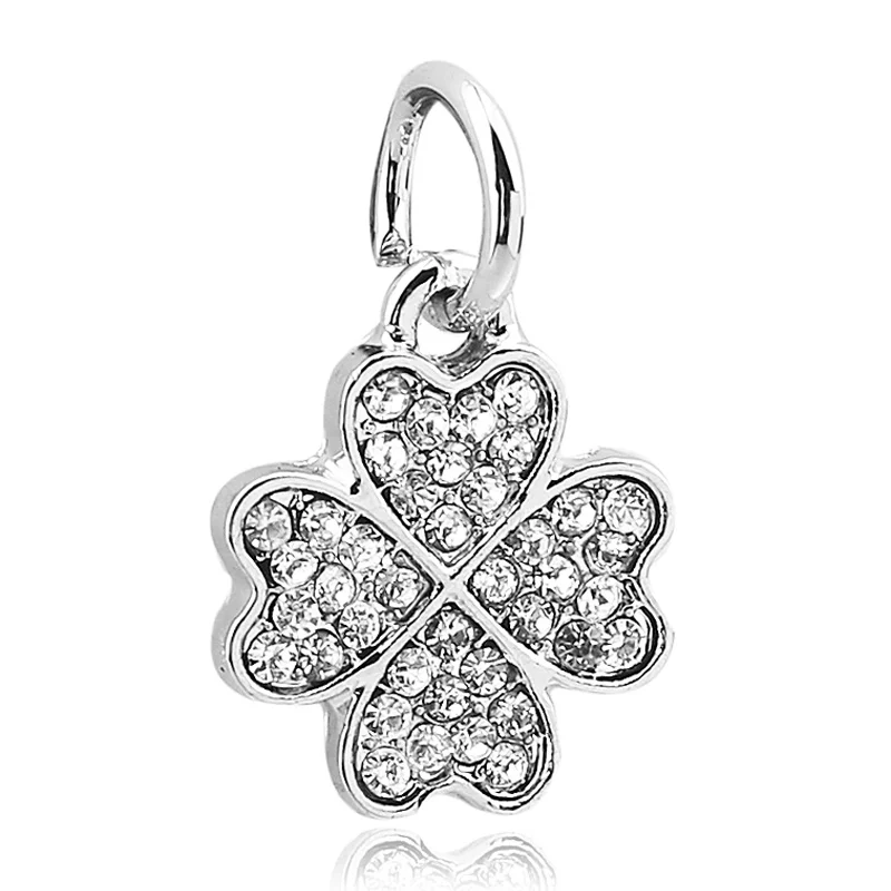 silver clover 1 шт. Серебряный Золотой Клевер звезда Подкова Подвески бусины талисманы подходят Pandora Браслеты и браслеты для женщин Femme Bijoux DIY подарки - Цвет: silver clover