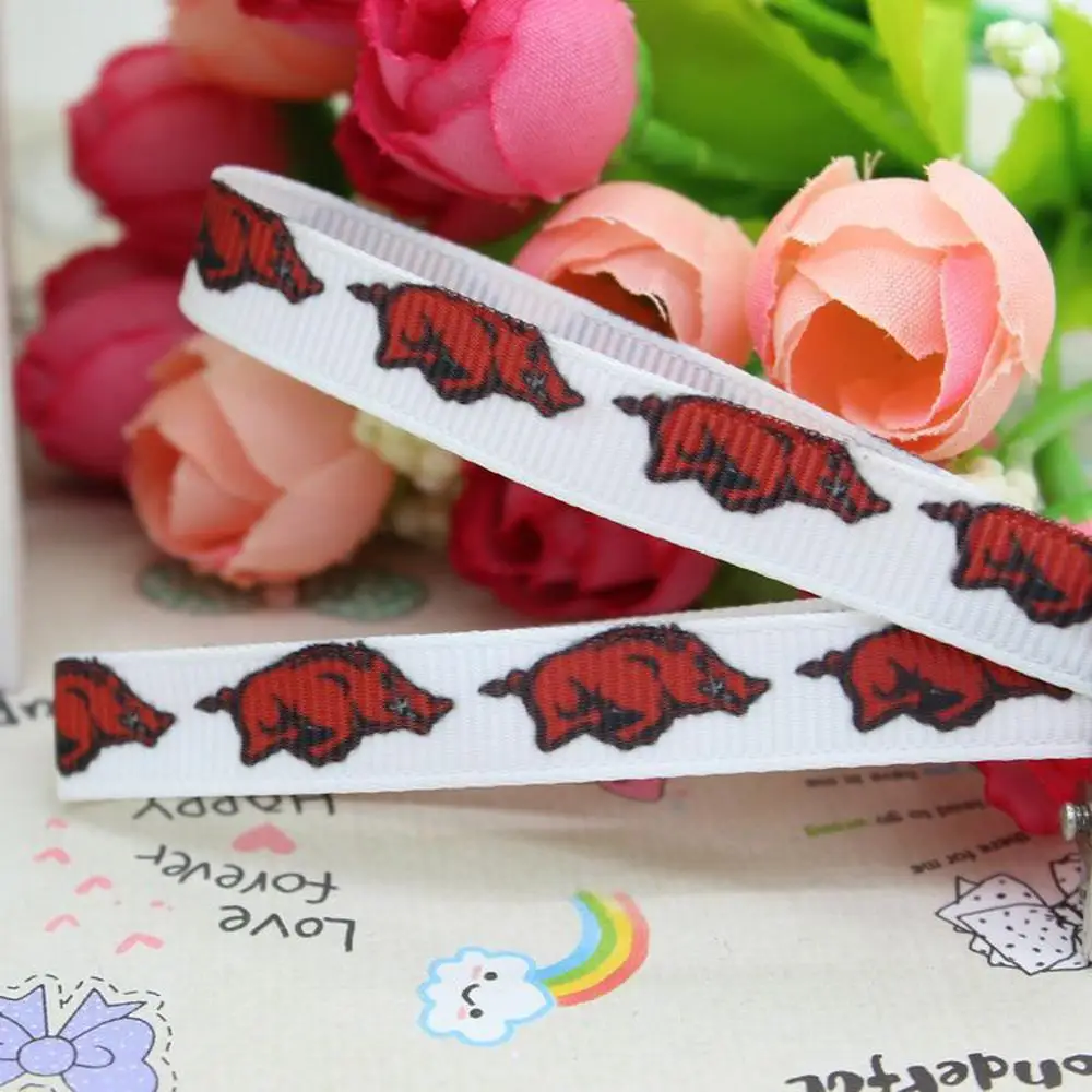 3/8 &quot9 мм Арканзас Школьные Спортивные Команды Печатных Grosgrain Ленты Одежда Партия