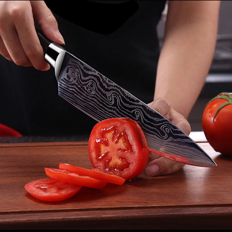 Semai японские кухонные ножи имитация Дамаск шаблон шеф-повара нож из нержавеющей