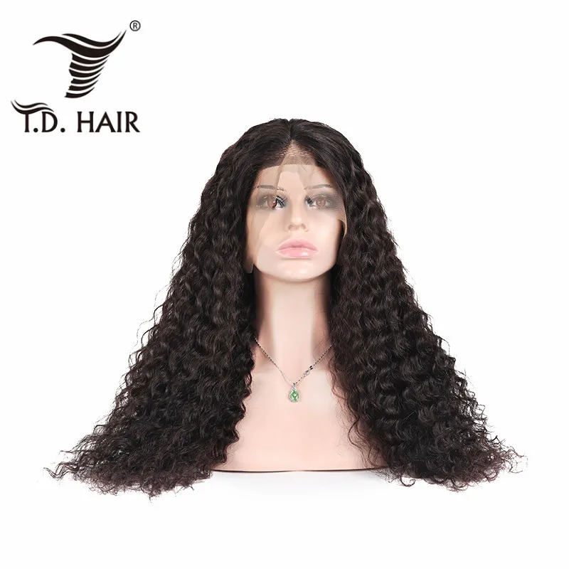 

TD 150% 180% 200% Brazilian Curly Wigs With Baby Hair Natural Water Wave Human Hair Wigs Lace Frontal Remy Wig For Black Women