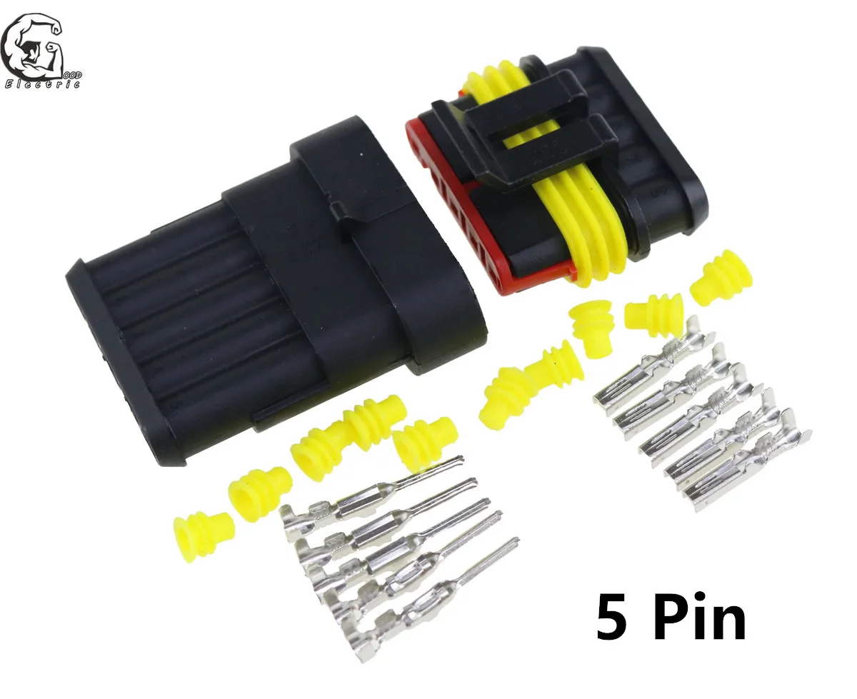 1 комплект 1 Pin/2 Pin/3 Pin/4 Pin/5 Pin/6 Pin Женский Мужской способ AMP супер уплотнение водонепроницаемый электрический провод разъем для автомобиля - Цвет: 5 Pin