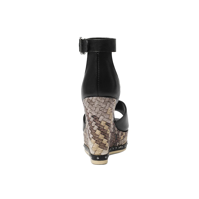 Новинка роскошные женские босоножки на танкетке из натуральной кожи