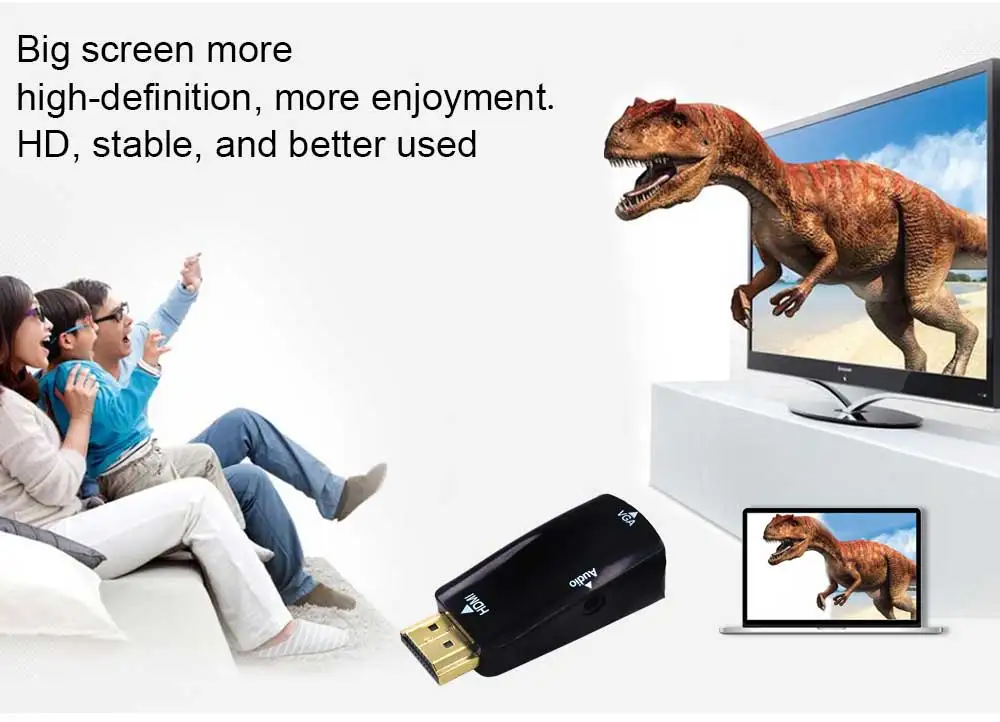 Tonbux HD 1080P HDMI к VGA адаптер аудио Кабельные конвертеры мужчин и женщин для ПК ноутбука ТВ коробка цифро-аналоговое видео